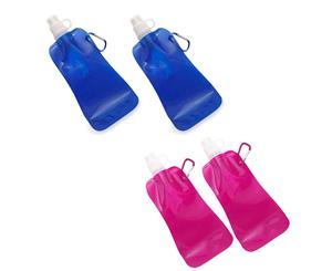 4x Doozie 450ml Collapsible Camping Water Drink Bottle Gym Sport Kids Blue Pink