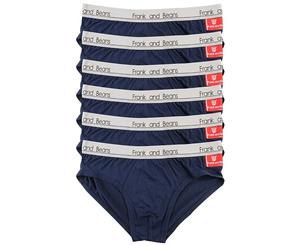 6x - Briefs Frank and Beans Underwear Mens Cotton Jocks Undies S M L XL XXL Fella Front Brief - Navy