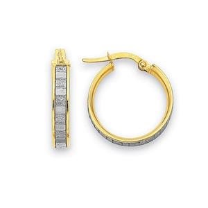 9ct Gold 15mm Stardust Glitter Hoop Earrings