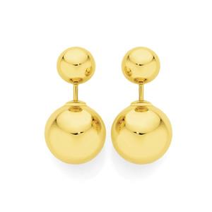 9ct Gold Duo Ball Stud Earrings