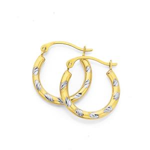 9ct Gold Two Tone Hoop Earrings