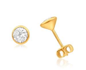 9ct Yellow Gold Cubic Zirconia 5mm Bezel Set Stud Earrings