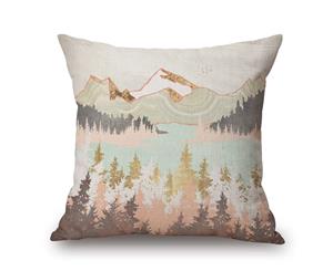 Abstract Watercolor Landscape Painting on Cotton&linen Pillow Cover 84454