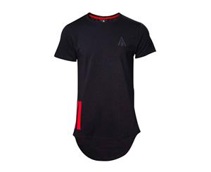 Assassins Creed Odyssey T Shirt Logo Tape Longline Official Mens - Black