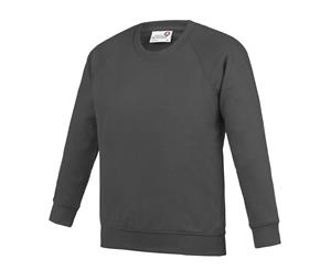 Awdis Academy Childrens/Kids Crew Neck Raglan School Sweatshirt (Charcoal) - RW3918