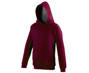 Awdis Kids Varsity Hooded Sweatshirt / Hoodie / Schoolwear (Burgundy/Charcoal) - RW172