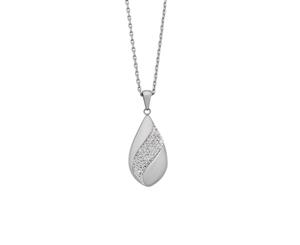 Bevilles Stainless Steel Pave Crystal Teardrop Necklace Pendant