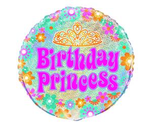 Birthday Princess 45cm Foil Prismatic Balloons Packaged