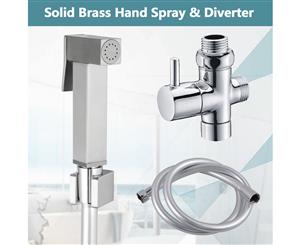 Brass Brushed Nickel Toilet Bidet Spray Wash Kit Diverter Set with 1.2m PVC Hose