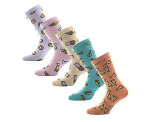 Brave Soul Womens/Ladies Fast Food Print Ankle Socks (Pack Of 5 Pairs) (Multicoloured) - 135