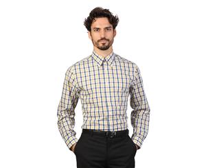 Brooks Brothers Mens Long Sleeve Checked Pattern Shirt (Yellow/Navy) - BD1149