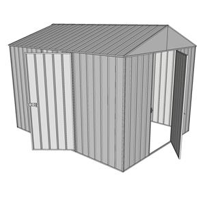 Build-a-Shed 2.3 x 3.0 x 2.3m Front Gable Dual Single Hinged Door Shed - Zinc