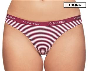 Calvin Klein Women's Carousel Thong - Marching Stripe/Raspberry Jam