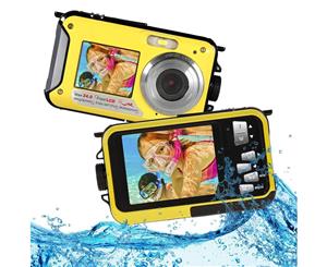 Catzon Waterproof Camera + 16GB SD Card Full HD 1080P Underwater Camera 24 MP Video Recorder Selfie Dual Screen Yellow