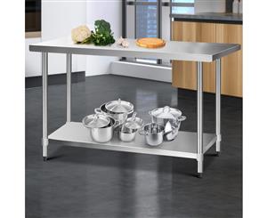 Cefito 1524x610mm Stainless Steel Kitchen Benches Work Bench Food Prep Table 430 Food Grade Stainless Steel w/ Wheels