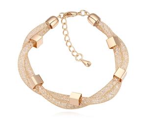 Charm Mesh Bracelet Embellished with Swarovski crystals-Gold/Clear