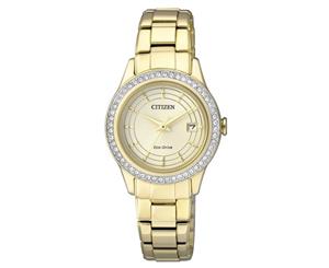 Citizen Women's 28mm Swarovski Elements Eco-Drive Stainless Steel Watch - Gold