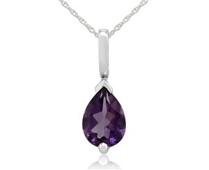 Classic Pear Amethyst Pendant in 9ct White Gold