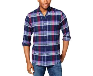 Club Room Mens Melbourne Flannel Plaid Button-Down Shirt