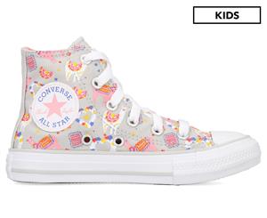 Converse Girls' Chuck Taylor All Star Llama Hi Top Shoes - Mouse/Coastal Pink