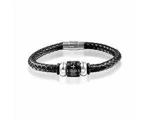 Cross Lection Stainless Steel Restore Bracelet Leather Black Bracelet For Women Bracelet Men