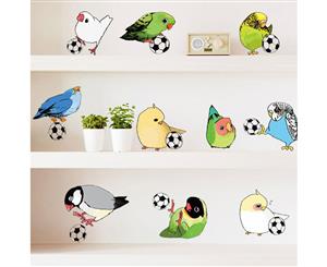 Cute Kingfisher Plays Football Decals Wall Sticker (Size108cm x 50cm)