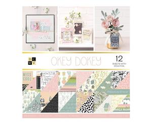 DCWV Double-Sided Cardstock Stack 12 inch X12 inch 36 pack Okey Dokey 12 with Gold Foil