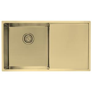 D'LUCCI Light Gold Single Bowl Sink With Drainer Inset / Undermount