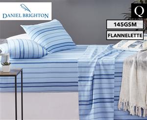 Daniel Brighton Ally Flannelette Queen Bed 145GSM Sheet Set - Reid Blue