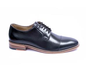 Deacon - Men's Leather Derby Shoes in Black