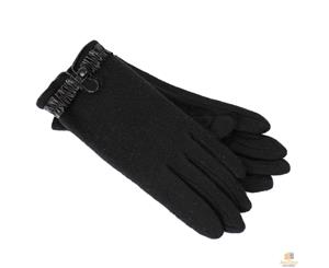 Dents Women's Fleece With Button Blend Gloves - Black