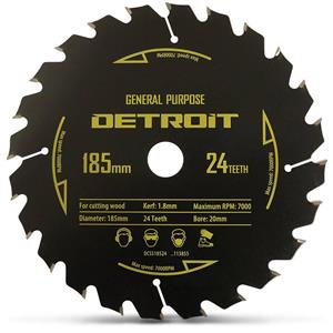 Detroit 185mm 24T TCT Circular Saw Blade for Wood Cutting