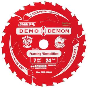 Diablo 182mm 24T TCT Circular Saw Blade for Wood & Demolition Cutting - DEMO DEMON