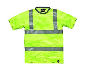 Dickies Mens Hi Visibility Durable Reflective Safety T Shirt - Yellow