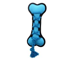 Dog Toy Cross Ropes Tug Bone 29cm Loud Blue Prestige Pets