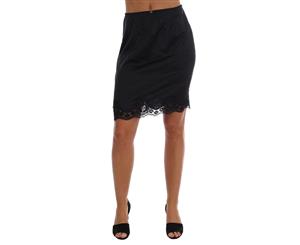 Dolce & Gabbana Black Wool Lace Underwear Skirt