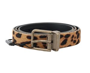 Dolce & Gabbana Brown Leopard Leather Calf Fur Belt