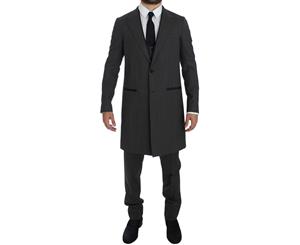 Dolce & Gabbana Gray Wool Stretch 3 Piece Long Blazer Suit