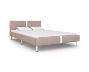 Double Bed Frame Cappuccino Upholstered Bed Platform Bedroom Furniture