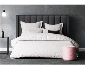 Double Size Upholstered Fabric Wing Bed Head - Emilie Collection (Charcoal 125cm)