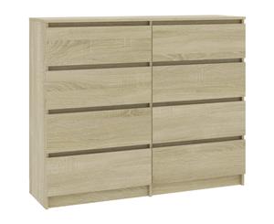 Drawer Sideboard Sonoma Oak 120cm Chipboard Cabinet Buffet Cupboard