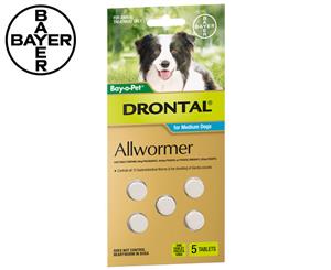 Drontal Allwormer Tabs For Dogs 3-10kg 5pk