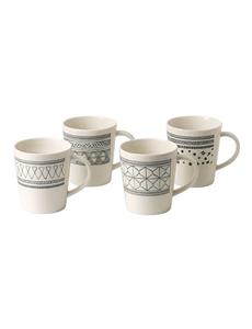 Ed Grey Accents Mug Set Of 4