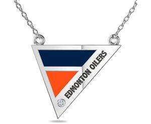 Edmonton Oilers Diamond Pendant Necklace For Women In Sterling Silver Design by BIXLER - Sterling Silver