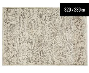 Emerald City 320x230cm Lotus Digital Print Soft Acrylic Rug - Ivory