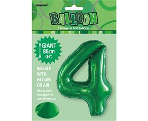 Emerald Green 4 Numeral Foil Balloon 86cm