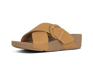 FitFlop Lulu Buckle Slide Mustard Sandals