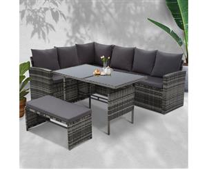 Gardeon Outdoor Dining Set Sofa Set Outdoor Furniture Dining Setting Bench Wicker 8 Seater Mixed Grey