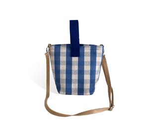 Grid Canvas Women's Cross-Body Bag - Blue