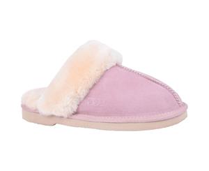 Grosby Women's Moccasin UGG Sheepskin Scuff Slipper - Light Pink